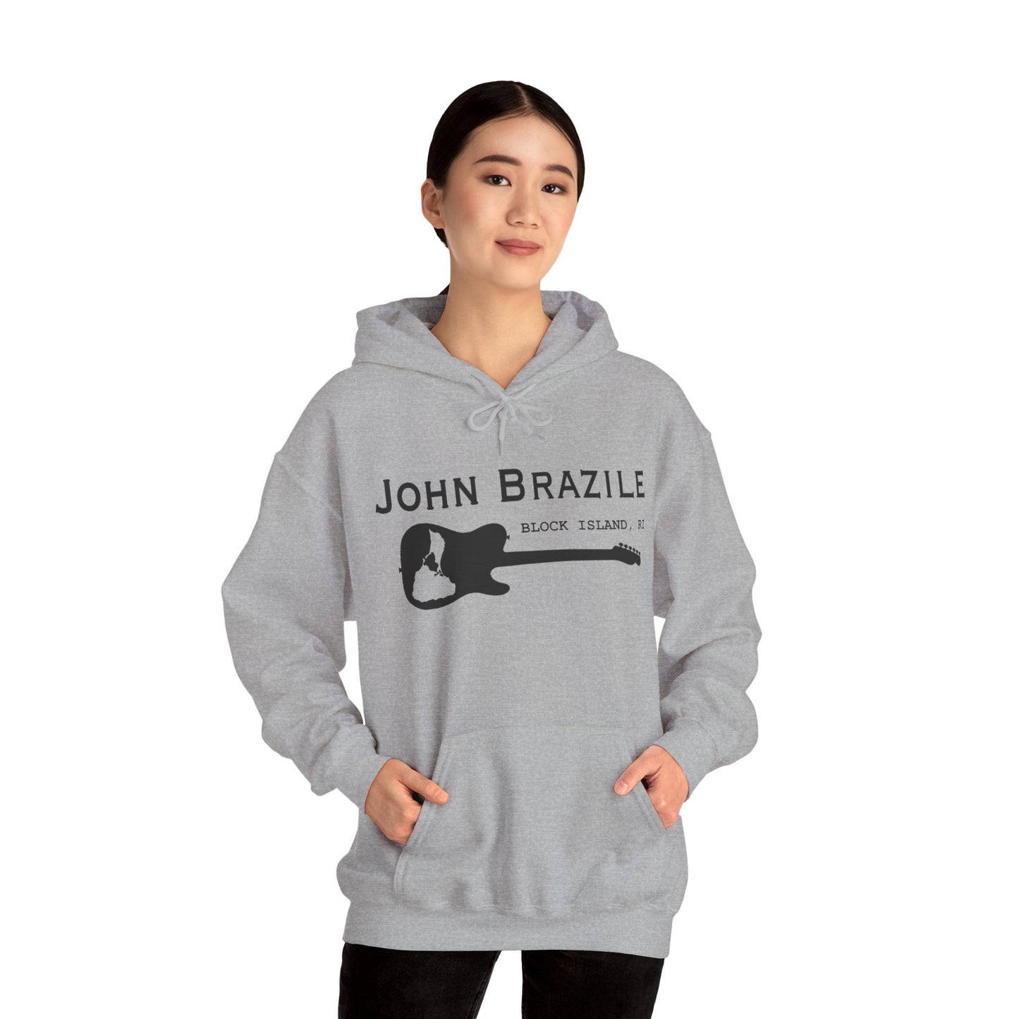Silhouetted Block Island Guitar - John Brazile Hoodie