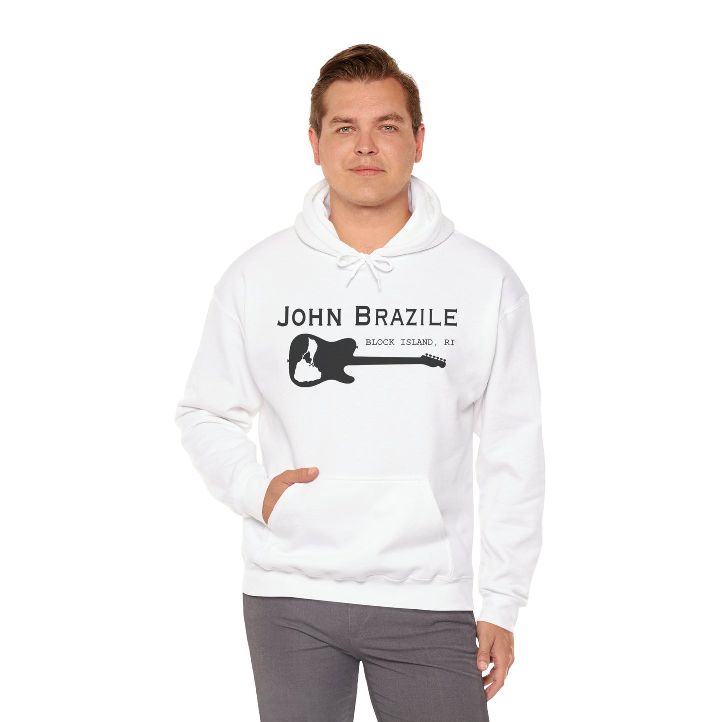 Silhouetted Block Island Guitar - John Brazile Hoodie