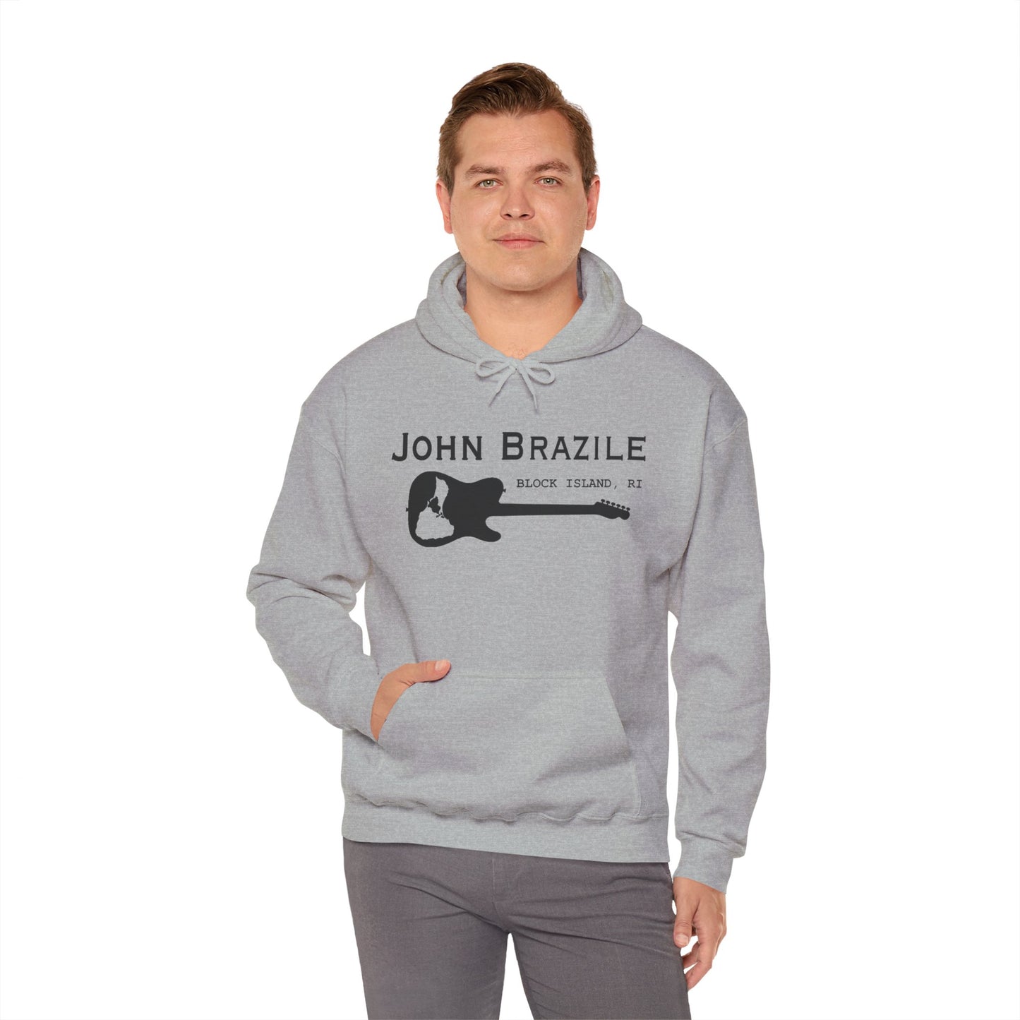 Silhouetted Block Island Guitar - John Brazile Hoodie