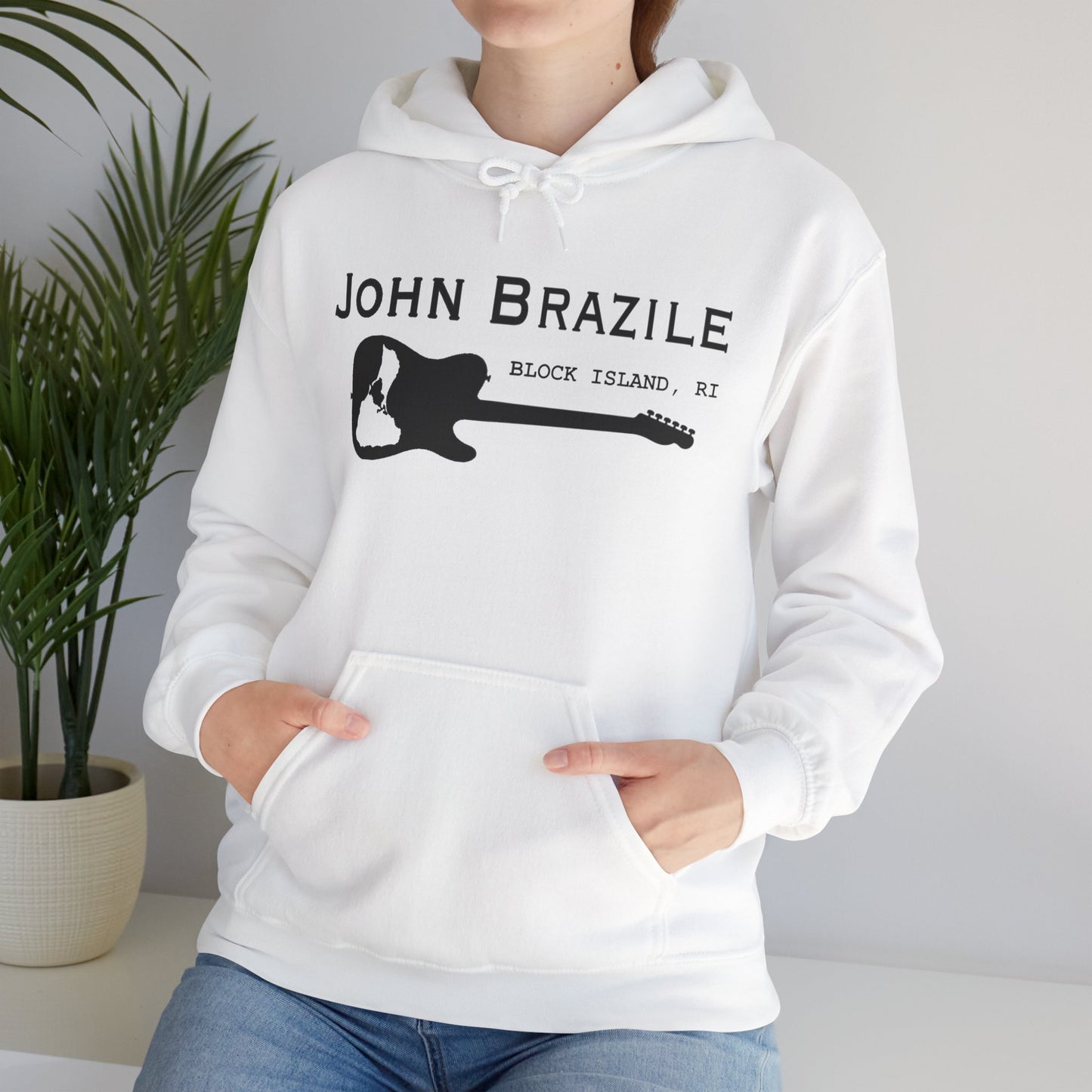 Silhouetted Block Island Guitar - John Brazile Hoodie